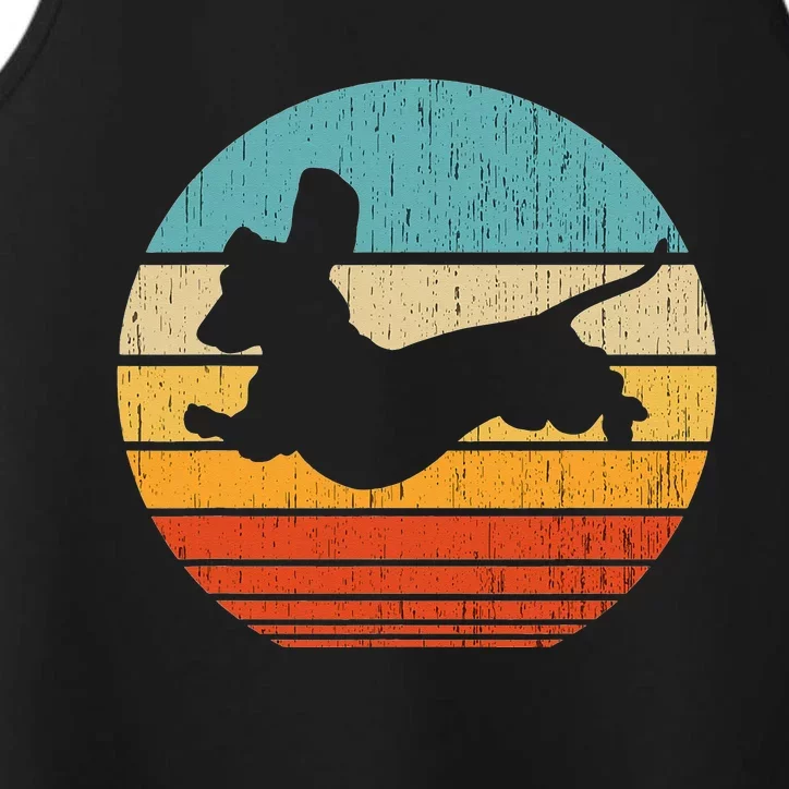 Dachshund dachshund dog silhouette retro gift for dog lovers Performance Tank