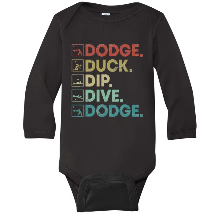 Dodge Duck Dip Dive Dodge Gaga Ball Kit Dodgeball Game Baby Long Sleeve Bodysuit