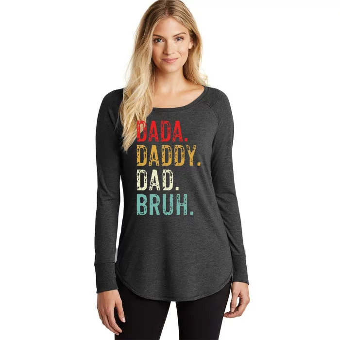 Dada Daddy Dad Bruh Retro Vintage Funny Fathers Day Women's Perfect Tri Tunic Long Sleeve Shirt