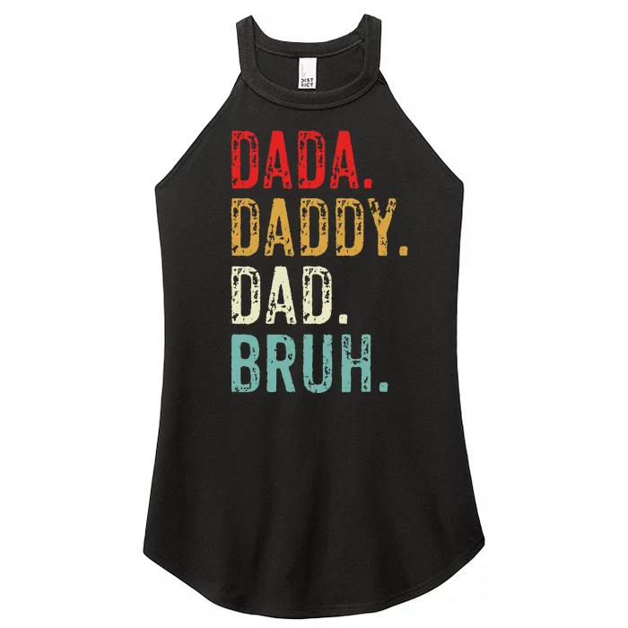 Dada Daddy Dad Bruh Retro Vintage Funny Fathers Day Women’s Perfect Tri Rocker Tank