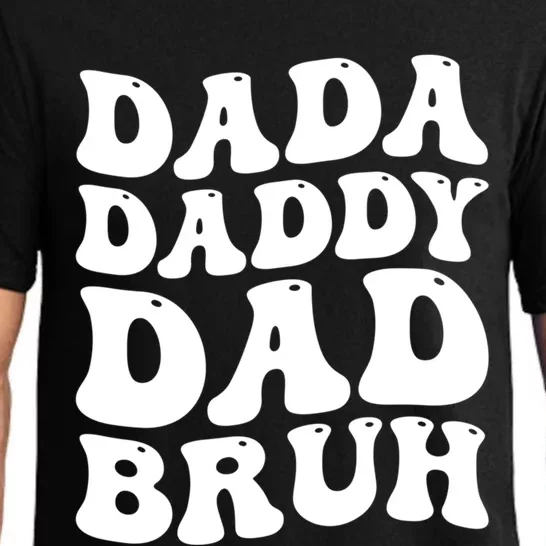 Dada Daddy Dad Bruh Funny Father’S Day 2024 Retro Groovy Dad Gift Pajama Set