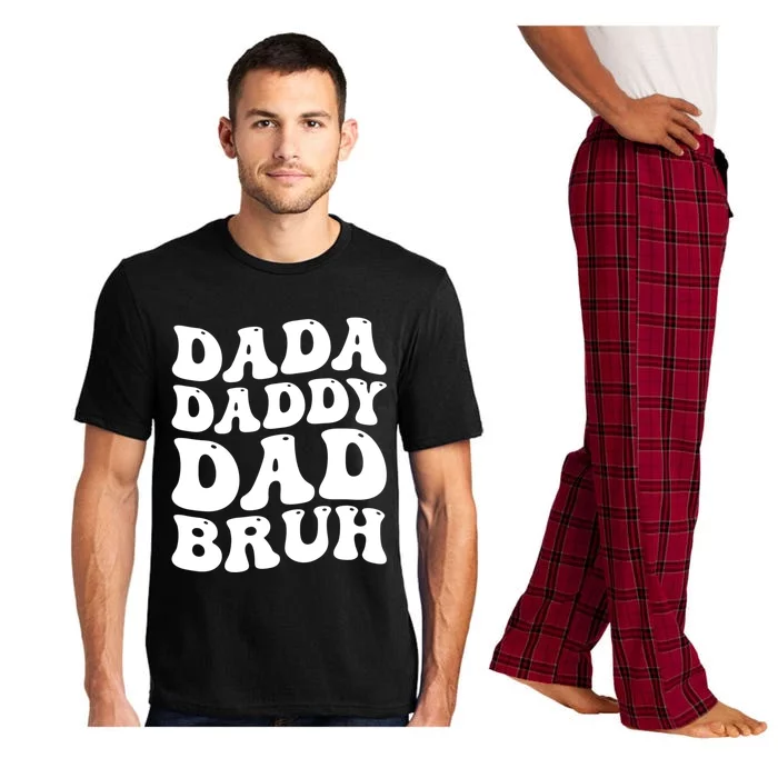 Dada Daddy Dad Bruh Funny Father’S Day 2024 Retro Groovy Dad Gift Pajama Set