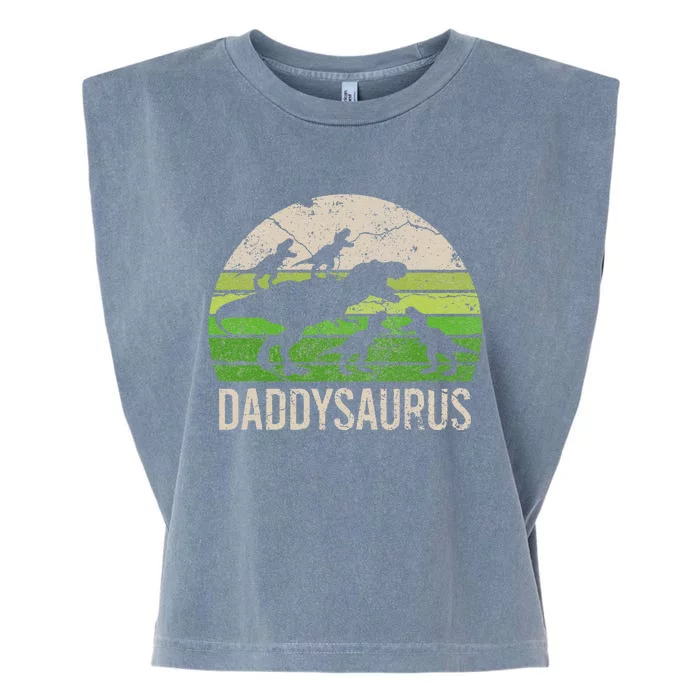 Daddy Dinosaur Daddysaurus 4 Fathers Day Garment-Dyed Women's Muscle Tee