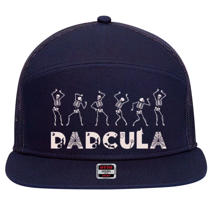 Dad Daddy Dracula Spooky Outfit For Halloween Distressed 7 Panel Mesh Trucker Snapback Hat