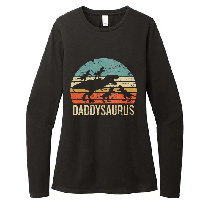 Daddy Dinosaur Daddysaurus 4 Four Gift For Father Day Womens CVC Long Sleeve Shirt