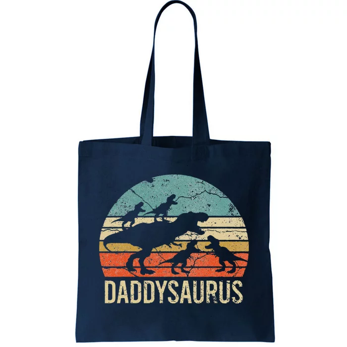 Daddy Dinosaur Daddysaurus 4 Four Gift For Father Day Tote Bag