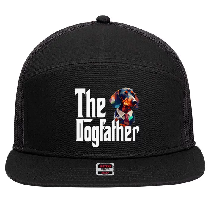 Dachshund Dog Dad Dogfather Dogs Daddy Father 7 Panel Mesh Trucker Snapback Hat