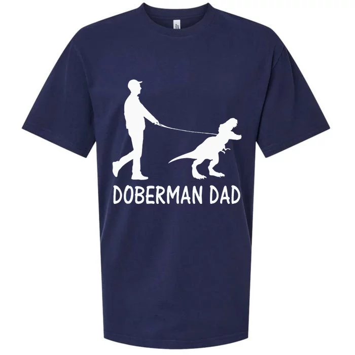 Doberman Dad Dobe Dinosaur Dobie Dog Owner Funny Fathers Day Sueded Cloud Jersey T-Shirt