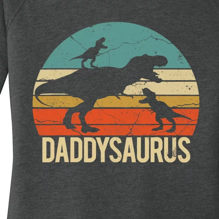 Daddy Dinosaur Daddysaurus 2 Two christmas Gift For Dad Women's Perfect Tri Tunic Long Sleeve Shirt