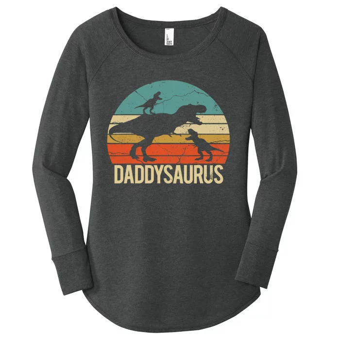 Daddy Dinosaur Daddysaurus 2 Two christmas Gift For Dad Women's Perfect Tri Tunic Long Sleeve Shirt