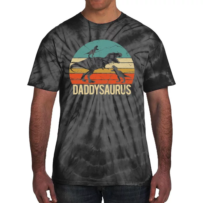 Daddy Dinosaur Daddysaurus 2 Two christmas Gift For Dad Tie-Dye T-Shirt