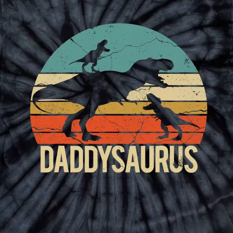 Daddy Dinosaur Daddysaurus 2 Two christmas Gift For Dad Tie-Dye T-Shirt