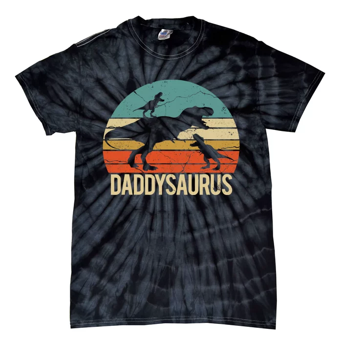 Daddy Dinosaur Daddysaurus 2 Two christmas Gift For Dad Tie-Dye T-Shirt