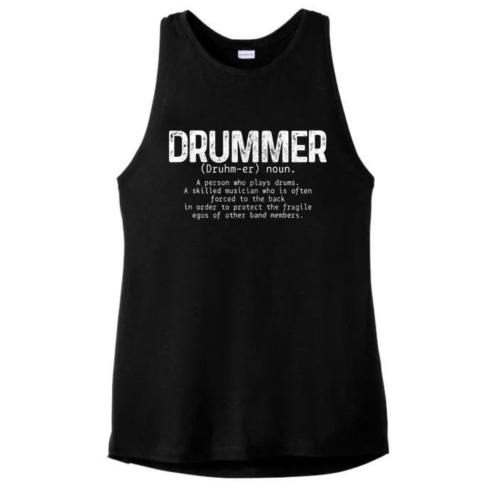 Drummer Definition Drums Drumming Funny Drummer Gift Ladies Tri-Blend Wicking Tank