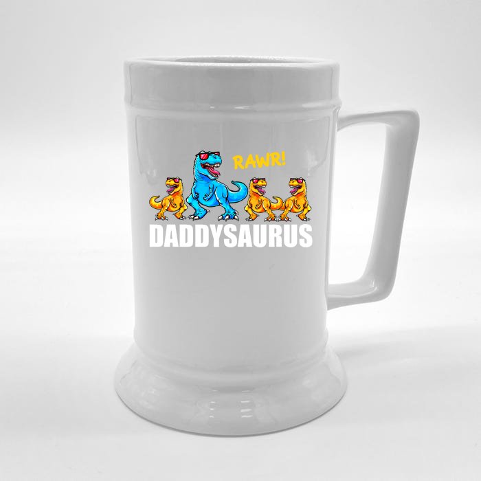 Daddy Dinosaur Daddysaurus Rex Gift For Three Gift Front & Back Beer Stein