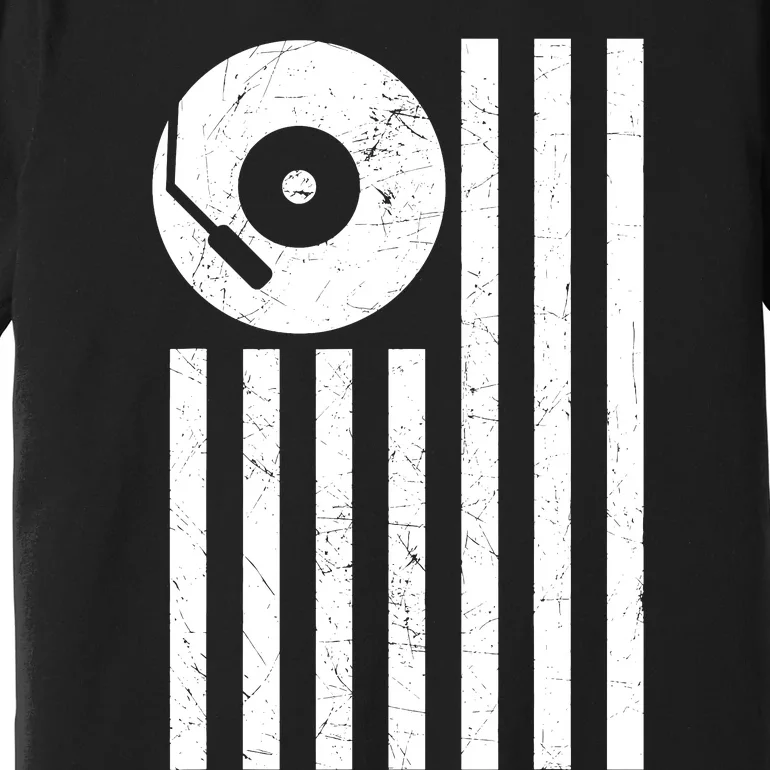 Dj Deejay Disk Jockey Turntable American Flag Djing Premium T-Shirt