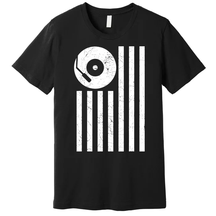 Dj Deejay Disk Jockey Turntable American Flag Djing Premium T-Shirt