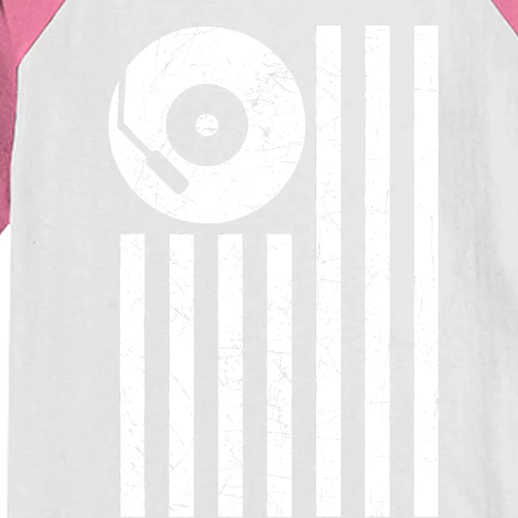 Dj Deejay Disk Jockey Turntable American Flag Djing Kids Colorblock Raglan Jersey