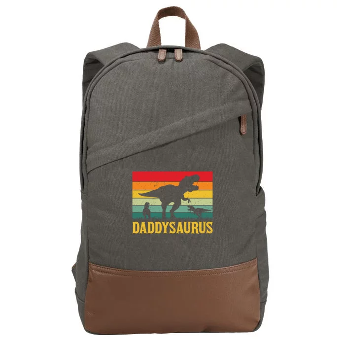 Daddy Dinosaur Daddysaurus 2 Two FatherS Day Gift Dad Gift Cotton Canvas Backpack