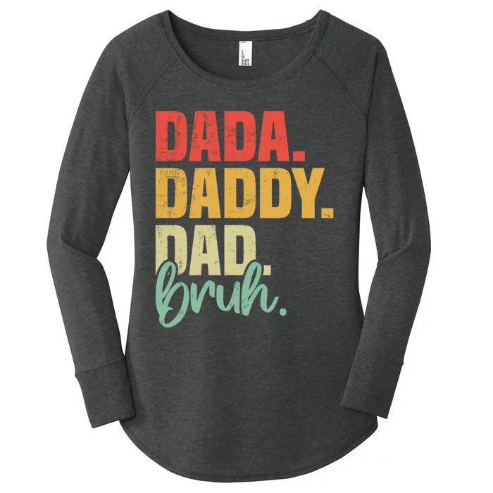 Dada Daddy Dad Bruh Fathers Day Vintage Funny Father Women's Perfect Tri Tunic Long Sleeve Shirt