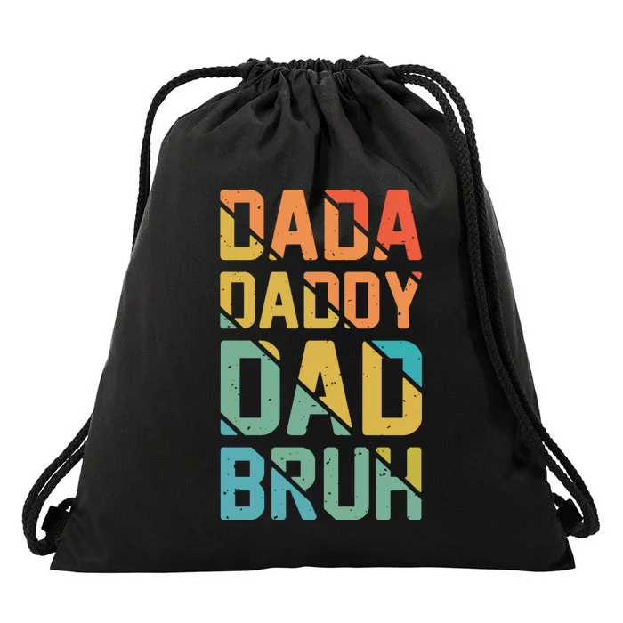 Dada Daddy Dad Bruh Fathers Day Vintage Funny Father Drawstring Bag