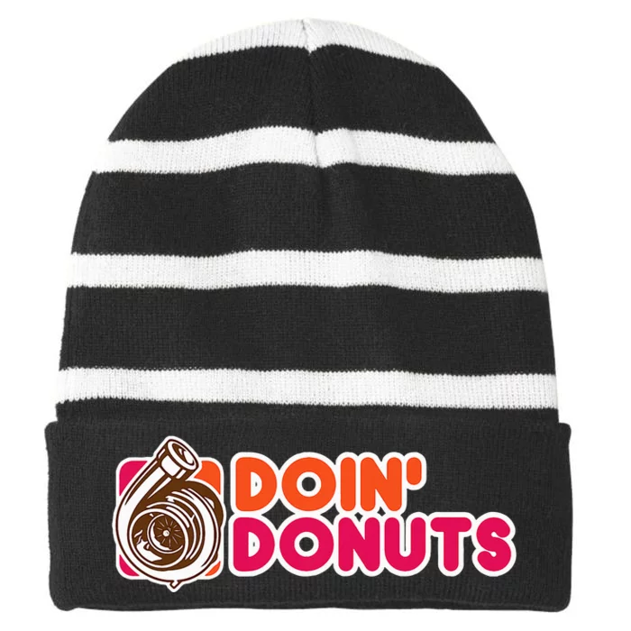 Doin Donuts Striped Beanie with Solid Band