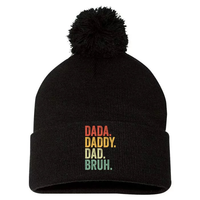 Dada Daddy Dad Bruh Fathers Day Vintage Funny Father Pom Pom 12in Knit Beanie