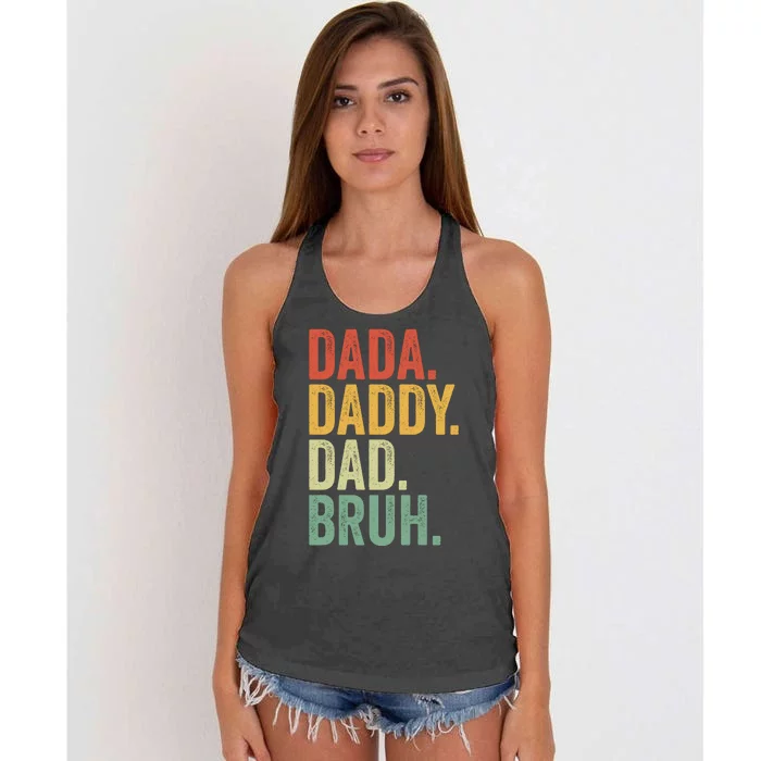 Dada Daddy Dad Bruh Fathers Day Vintage Funny Father Women's Knotted Racerback Tank