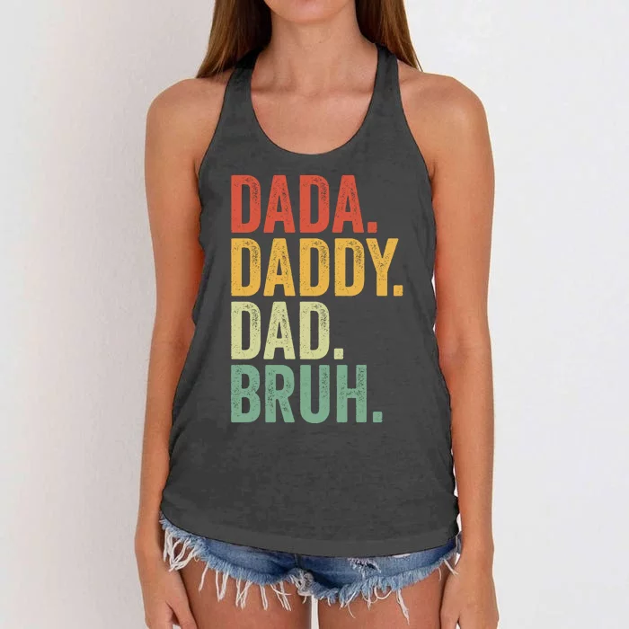 Dada Daddy Dad Bruh Fathers Day Vintage Funny Father Women's Knotted Racerback Tank