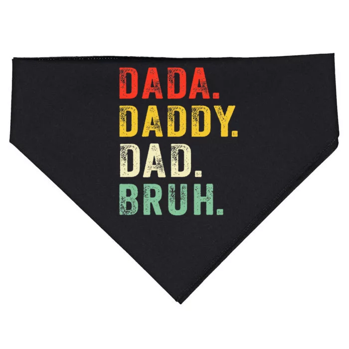 Dada Daddy Dad Bruh Fathers Day Dad USA-Made Doggie Bandana