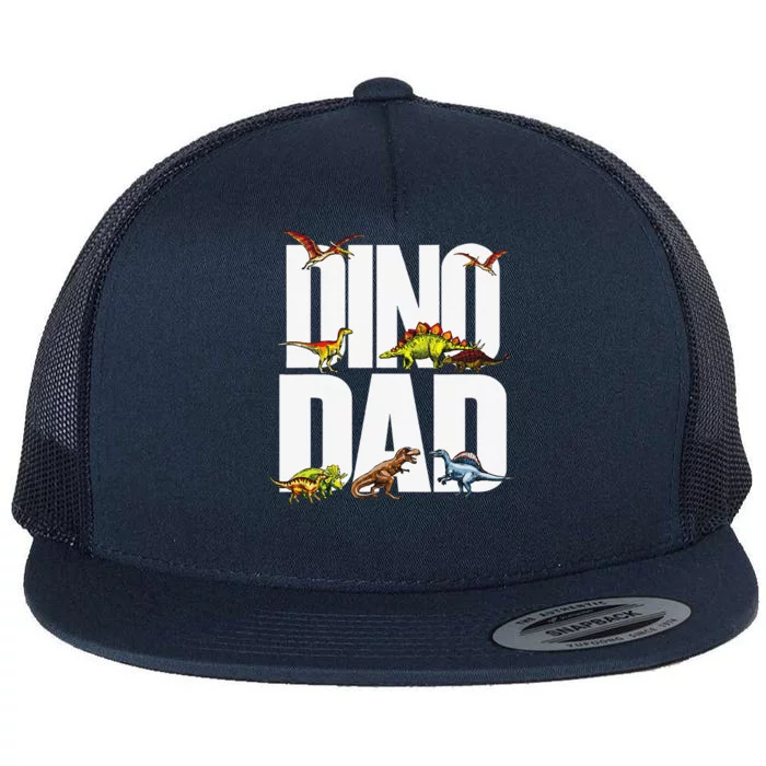 Dinosaur Dad Dinosaur Parent Fathers Day Gift For Dino Dads Flat Bill Trucker Hat