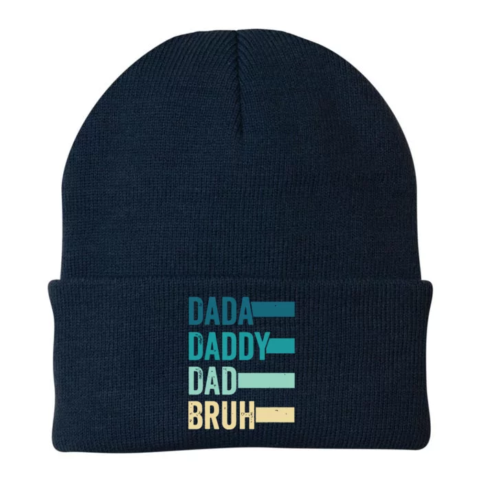 Dada Daddy Dad Bruh Fathers Day Vintage Funny Father Papa Knit Cap Winter Beanie