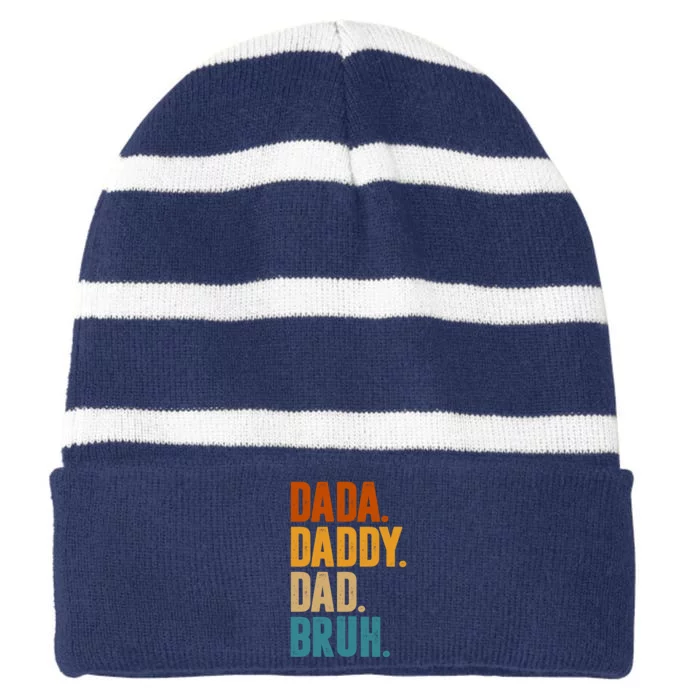 Dada Daddy Dad Bruh Vintage Striped Beanie with Solid Band