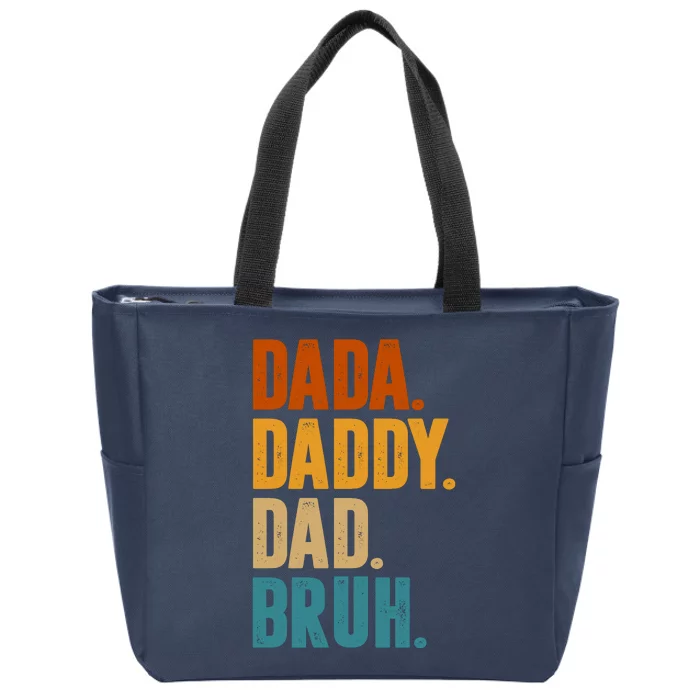 Dada Daddy Dad Bruh Vintage Zip Tote Bag