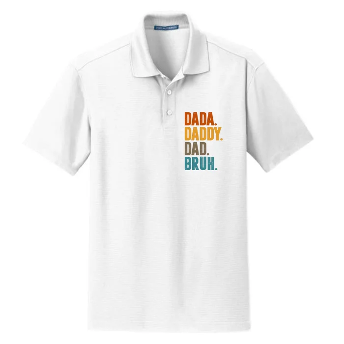 Dada Daddy Dad Bruh Vintage Dry Zone Grid Performance Polo