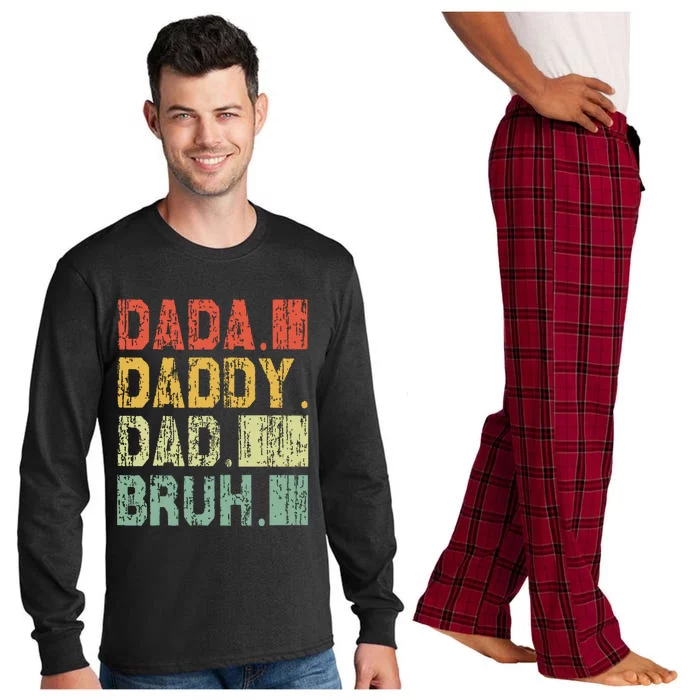 Dada Daddy Dad Bruh Fathers Day Vintage Funny Father Long Sleeve Pajama Set