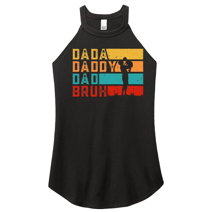 Dada Daddy Dad Bruh Fathers Day Vintage Funny Father Women’s Perfect Tri Rocker Tank