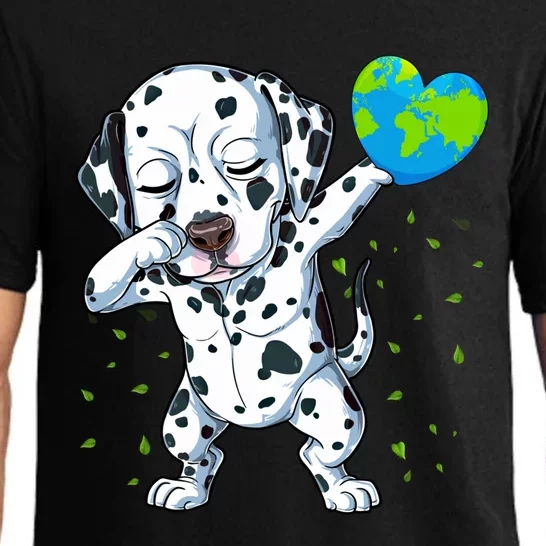 Dabbing Dalmatian Dog Earth Global Save Our Planet Earth Day Cool Gift Pajama Set