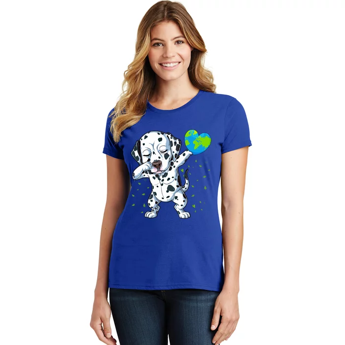 Dabbing Dalmatian Dog Earth Global Save Our Planet Earth Day Cool Gift Women's T-Shirt