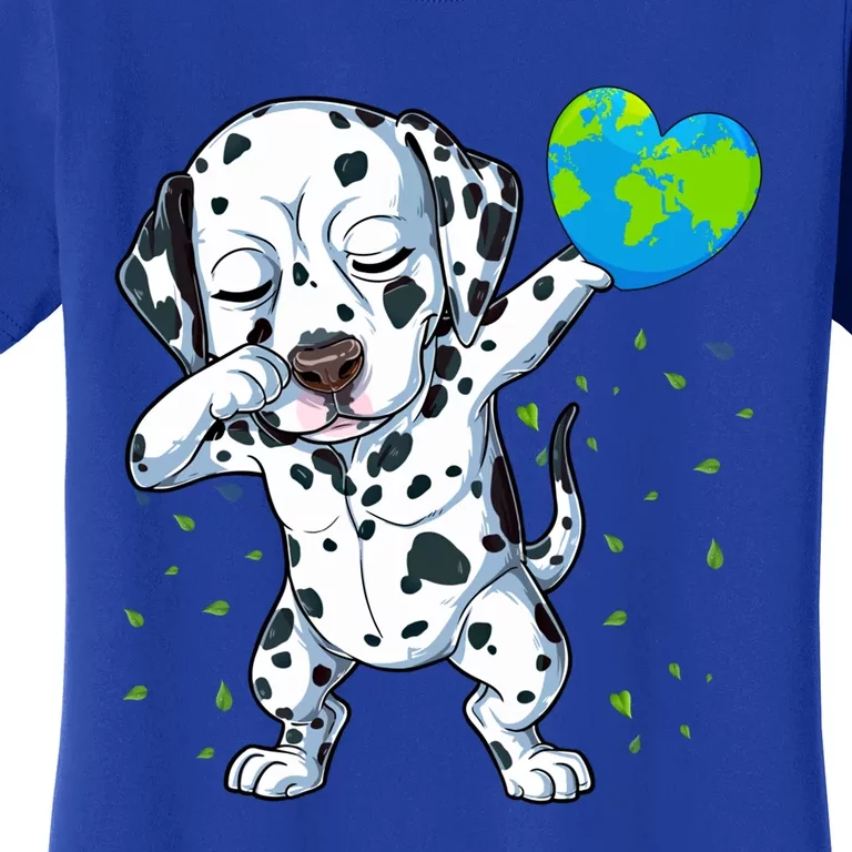 Dabbing Dalmatian Dog Earth Global Save Our Planet Earth Day Cool Gift Women's T-Shirt