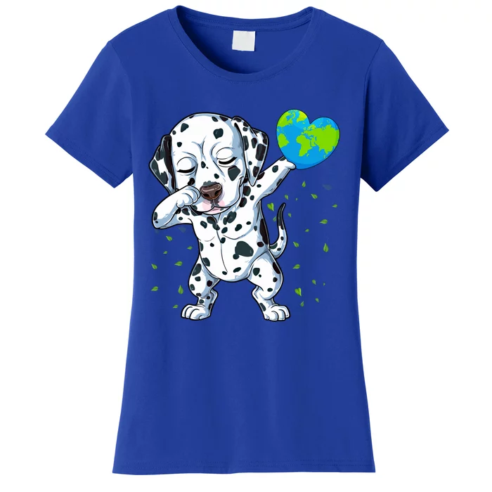 Dabbing Dalmatian Dog Earth Global Save Our Planet Earth Day Cool Gift Women's T-Shirt