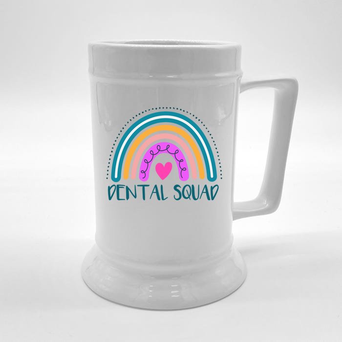 Dentist Dentistry Dental Squad Assistant Hygienist Rainbow Funny Gift Front & Back Beer Stein