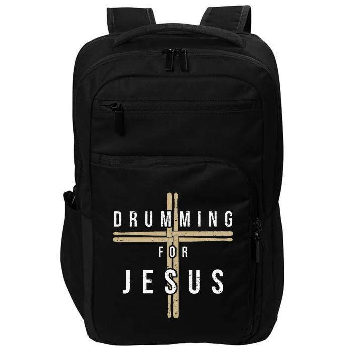 Drummer Drumming Drums Percussion I Jesus Christian Church Impact Tech Backpack