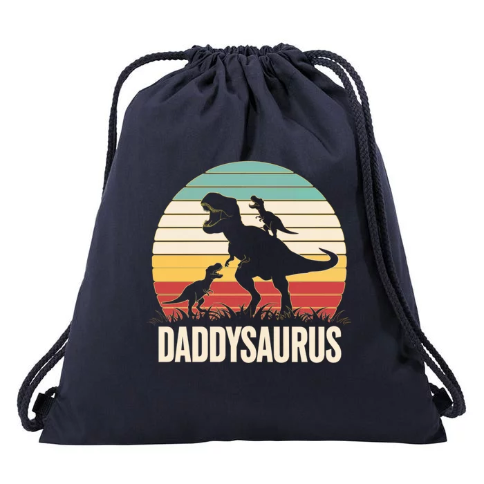 Daddysaurus Dinosaur Dad Rex Father Fun Gift Drawstring Bag