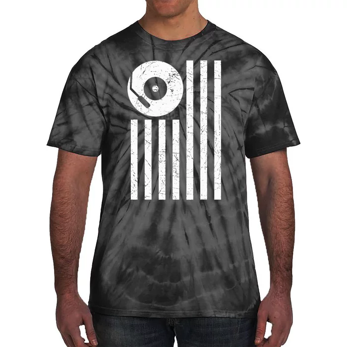 Dj Deejay Disk Jockey Turntable American Flag Djing Tie-Dye T-Shirt