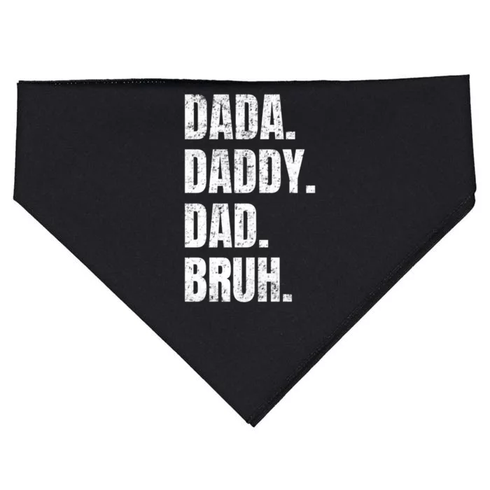 Dada Daddy Dad Bruh Funny Fathers Day 2024 Retro Vintage Dad Gift USA-Made Doggie Bandana