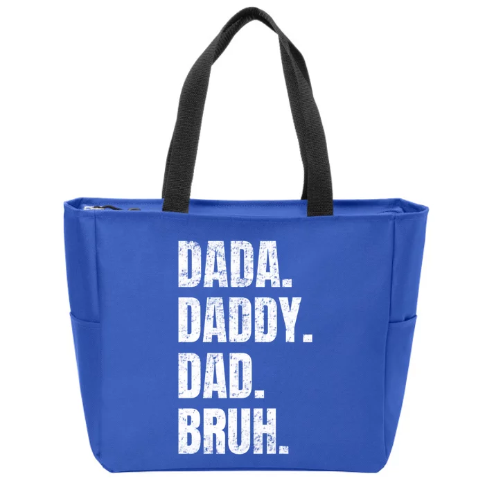 Dada Daddy Dad Bruh Funny Fathers Day 2024 Retro Vintage Dad Gift Zip Tote Bag