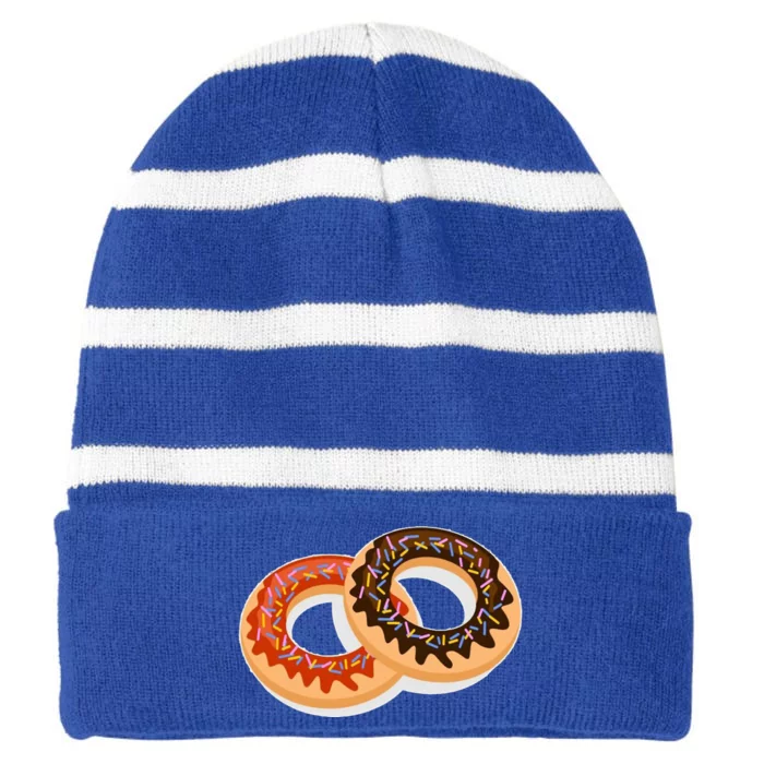 Dual Doughnuts Striped Beanie with Solid Band