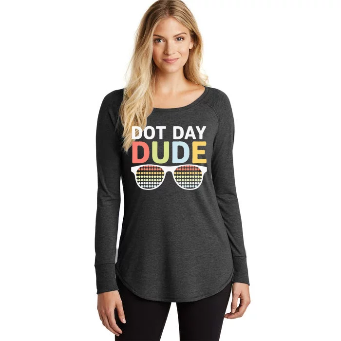 Dot Day Dotted Dude Glasses Women's Perfect Tri Tunic Long Sleeve Shirt