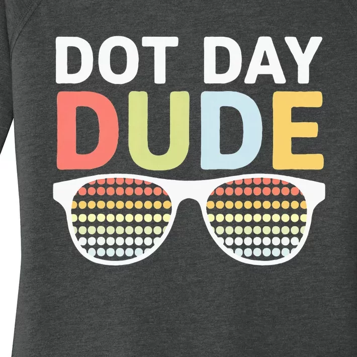 Dot Day Dotted Dude Glasses Women's Perfect Tri Tunic Long Sleeve Shirt